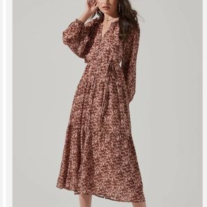 Blush and brown floral ASTR the Label maxi dress